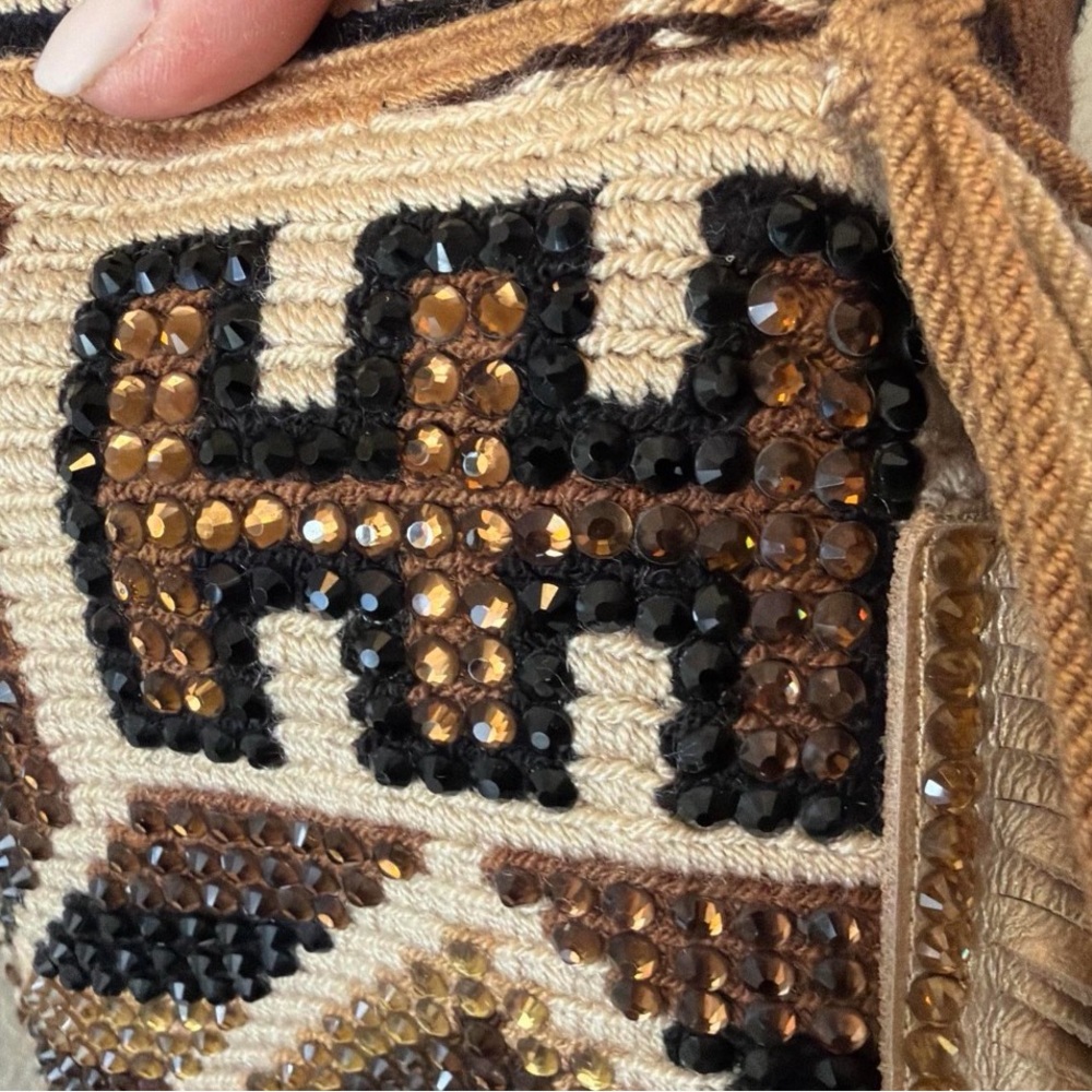 Wayuu Handwoven Fringe Bucket Bag | Boho Festival Crossbody | Handmade Colombia - Picture 5 of 7